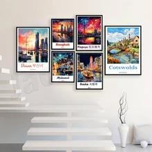 Cartel travel posters in Argentina, Osaka, Cotswolds, Martinique, Miami, Lapland, Busan, South Korea, Thailand, Finland, Nagoya