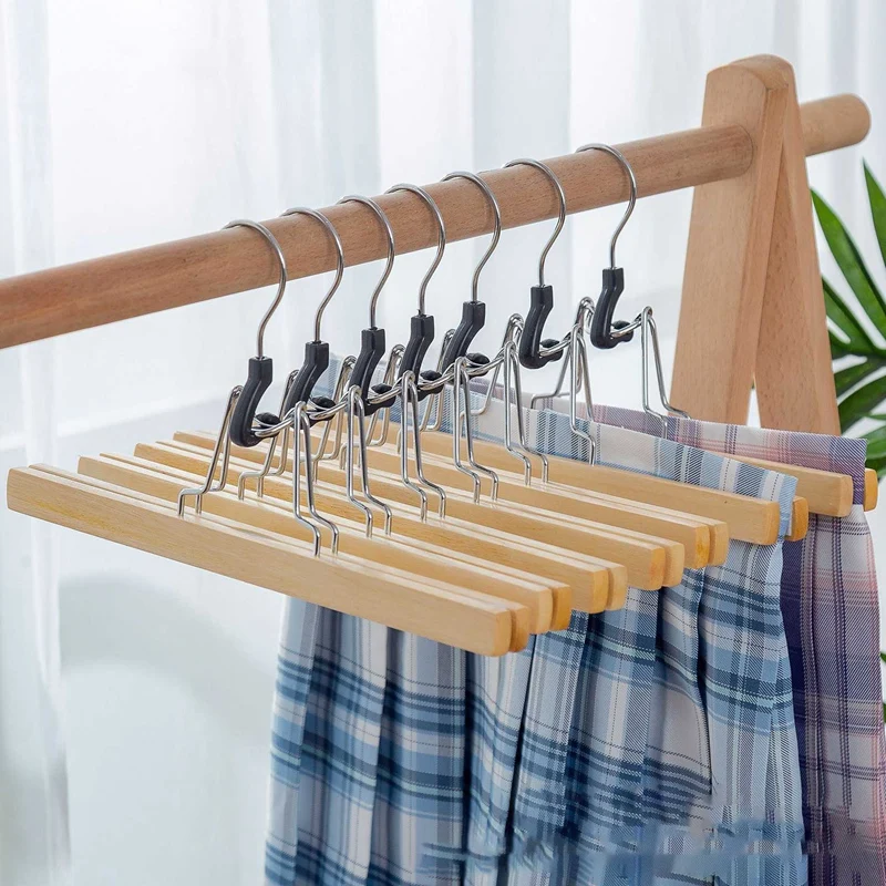 10 Pcs Grade Wooden Pants Hanger With Clips Non Slip Skirt Hanger With 360° Swivel Hook
10 Pcs Grade Wooden Pants Hanger With Clips Non Slip Skirt Hanger With 360° Swivel Hook