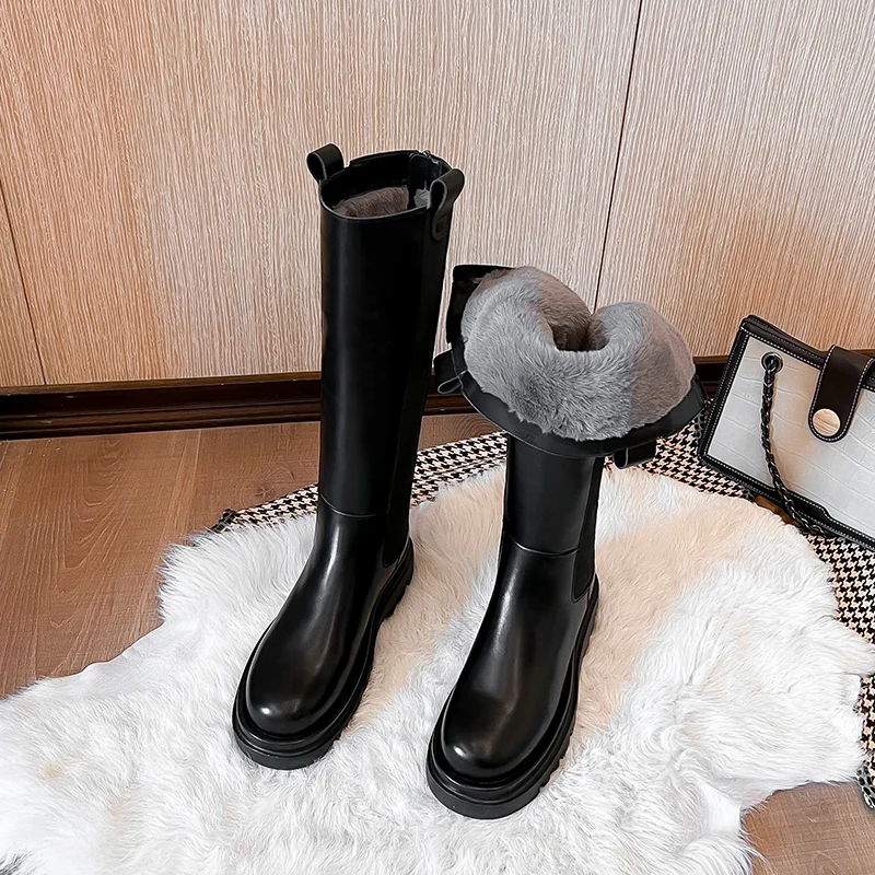 Boots Women Shoes Winter Genuine Leather Slim Knight Boots Female Platform Knee-Highs Below Thickening Warm Boot Botas De Mujer
Boots Women Shoes Winter Genuine Leather Slim Knight Boots Female Platform Knee-Highs Below Thickening Warm Boot Botas De Mujer