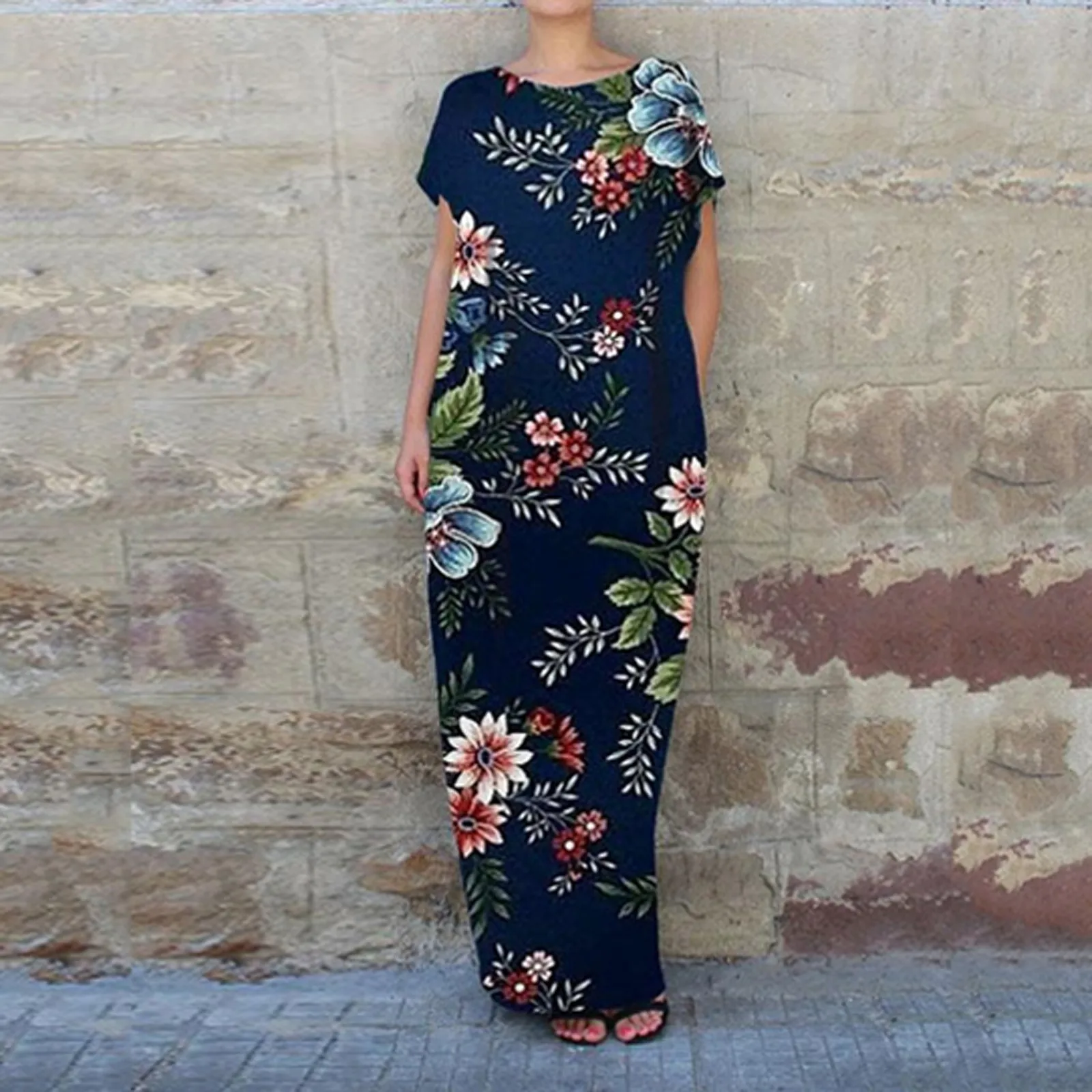 45# Boho Dress Women Floral Print Short Sleeve Casual Loose Long Dress O Neck Pocket Maxi Dress Holiday Summer Robe Femme
45# Boho Dress Women Floral Print Short Sleeve Casual Loose Long Dress O Neck Pocket Maxi Dress Holiday Summer Robe Femme