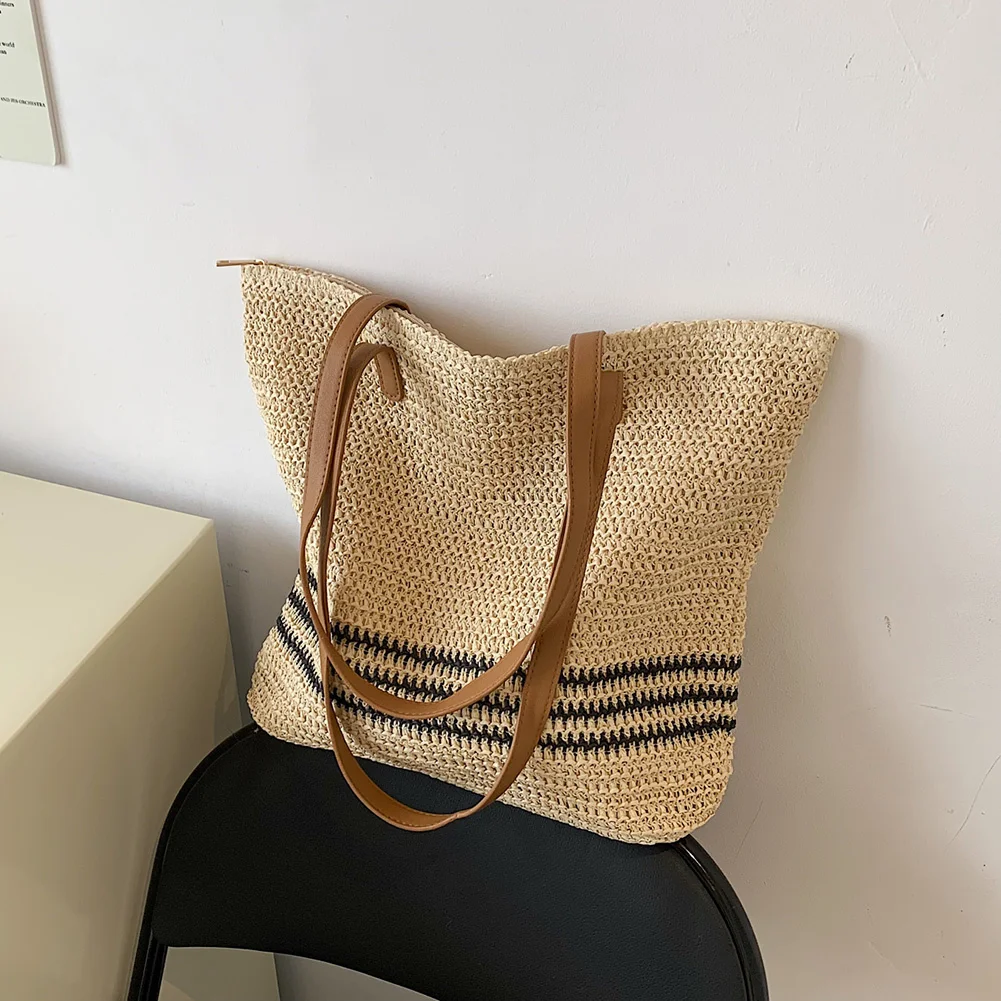 Summer Straw Shoulder Bags for Women Striped Woven Seaside Beach Vacation Shopping Bags Casual Female Shoulder Handbags Totes
Summer Straw Shoulder Bags for Women Striped Woven Seaside Beach Vacation Shopping Bags Casual Female Shoulder Handbags Totes