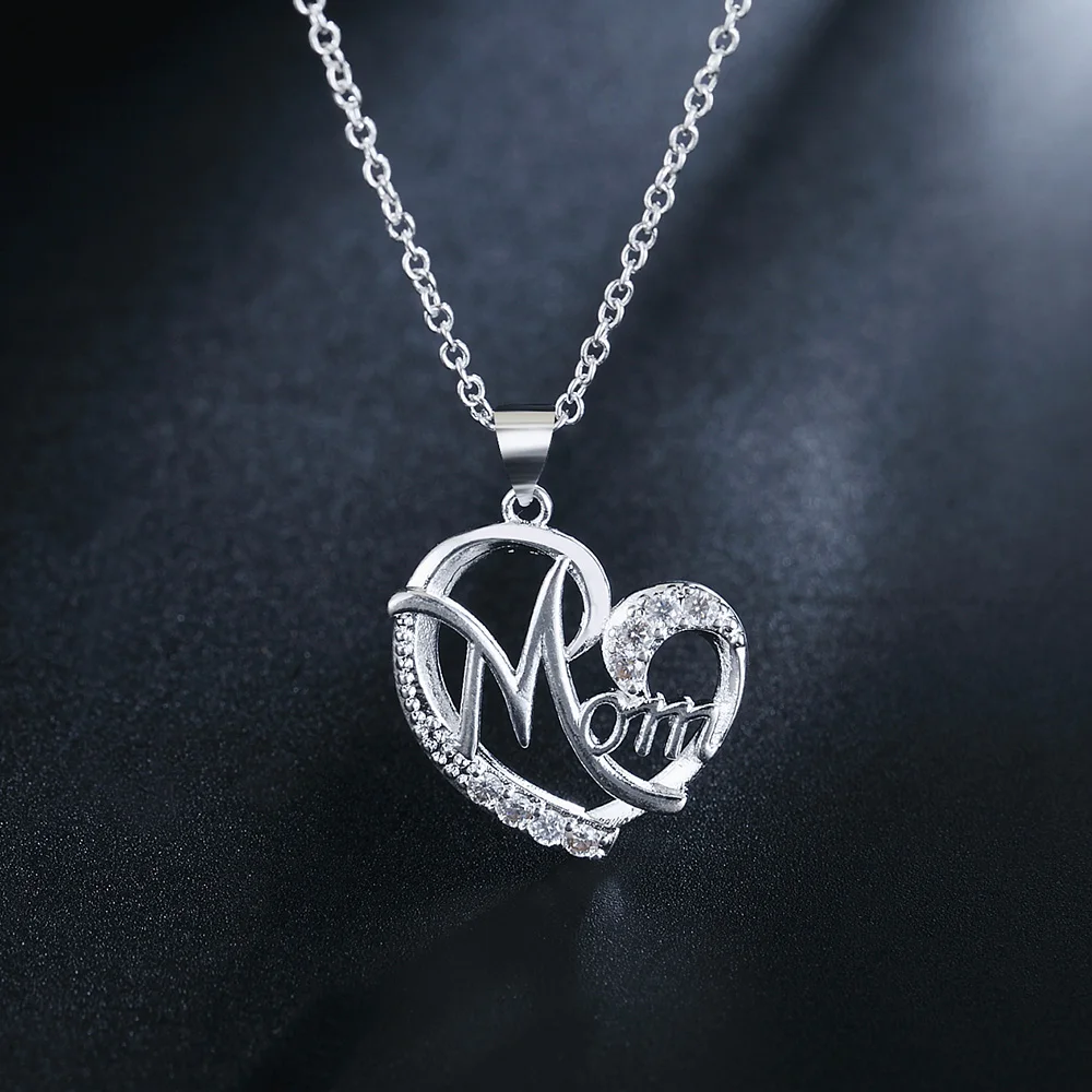 925 sterling Silver Charm MOM AAA Zircon Heart Pendant Necklace For Women Luxury Fashion Party Wedding Accessories Jewelry Gifts 
925 sterling Silver Charm MOM AAA Zircon Heart Pendant Necklace For Women Luxury Fashion Party Wedding Accessories Jewelry Gifts