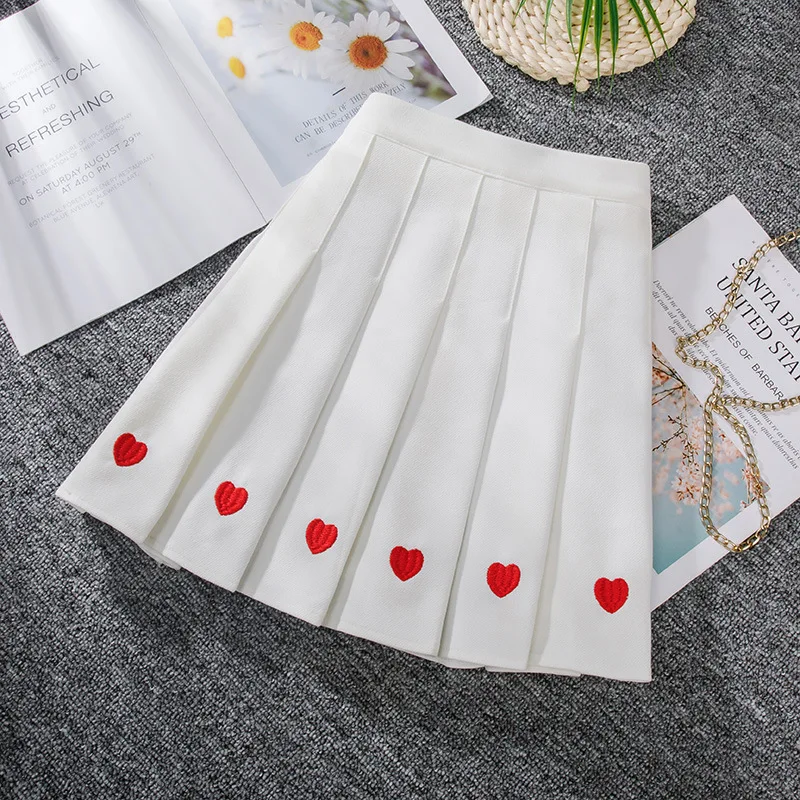 New Preppy Style Women Skirt Embroidered Love High Waist Pleated A-Line Skirt Female Fashion All-match Summer Mini Tennis Skirts
New Preppy Style Women Skirt Embroidered Love High Waist Pleated A-Line Skirt Female Fashion All-match Summer Mini Tennis Skirts