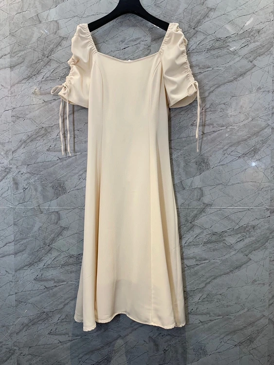 2022 new women fashion square neck open back drawstring slim A-line hem elegant midi dress 303
2022 new women fashion square neck open back drawstring slim A-line hem elegant midi dress 303