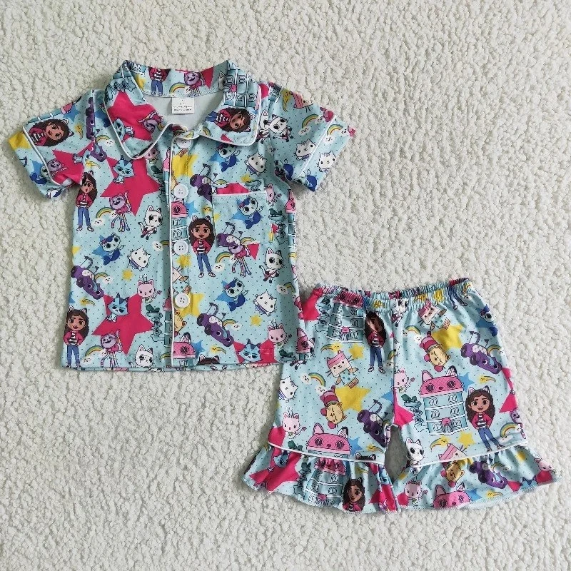 Summer Cat Children New Nightclothes Clothing Baby Girl Sleepwear Clothes Wholesale Cardigan Ruffle Set Shorts Pajamas Outfit
Summer Cat Children New Nightclothes Clothing Baby Girl Sleepwear Clothes Wholesale Cardigan Ruffle Set Shorts Pajamas Outfit