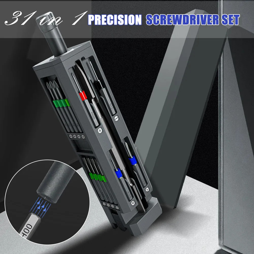 Precision Screwdriver Set 31 In 1 Magnetic Bits Kit Phillips Torx Hex Screwdriver Multifunctional Bit Tools
Precision Screwdriver Set 31 In 1 Magnetic Bits Kit Phillips Torx Hex Screwdriver Multifunctional Bit Tools
