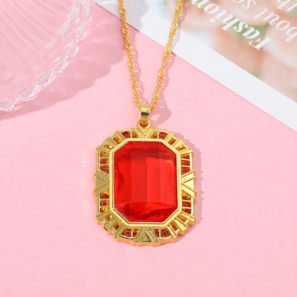 Fashion Red Gemstone Pendant Necklace Creativity Crystal Women Jewelry Necklace for Birthday Party Charms Accessories Gift
Fashion Red Gemstone Pendant Necklace Creativity Crystal Women Jewelry Necklace for Birthday Party Charms Accessories Gift