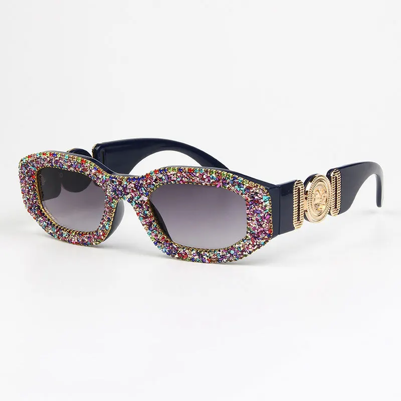 

Солнцезащитные очки унисекс, роскошные квадратные небольшие брендовые солнечные очки с кристаллами и зеркальными линзами в стиле стимпанк...