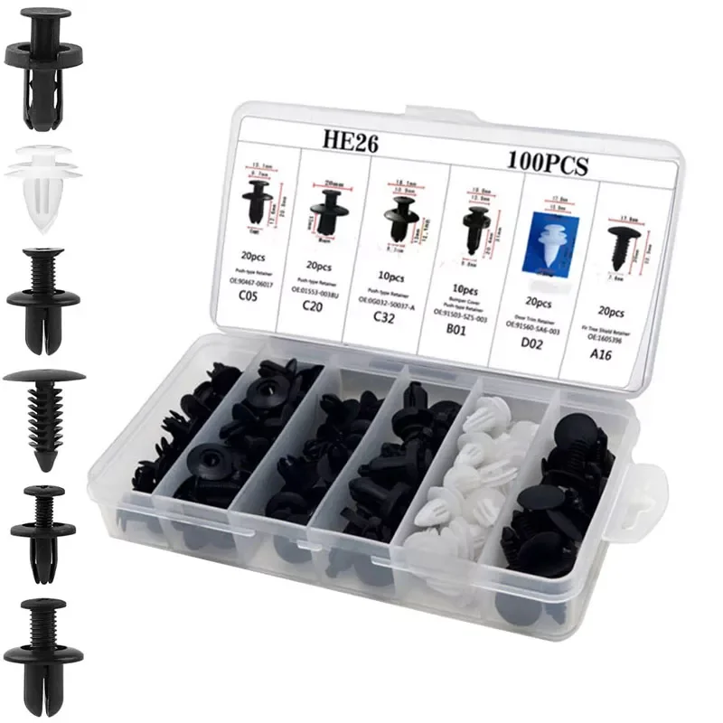 Auto Fastener Clip Car Body Push Retainer Pin Rivet Bumper Door Trim Panel Retainer Fastener Kit 100pcs Car Accessories
Auto Fastener Clip Car Body Push Retainer Pin Rivet Bumper Door Trim Panel Retainer Fastener Kit 100pcs Car Accessories