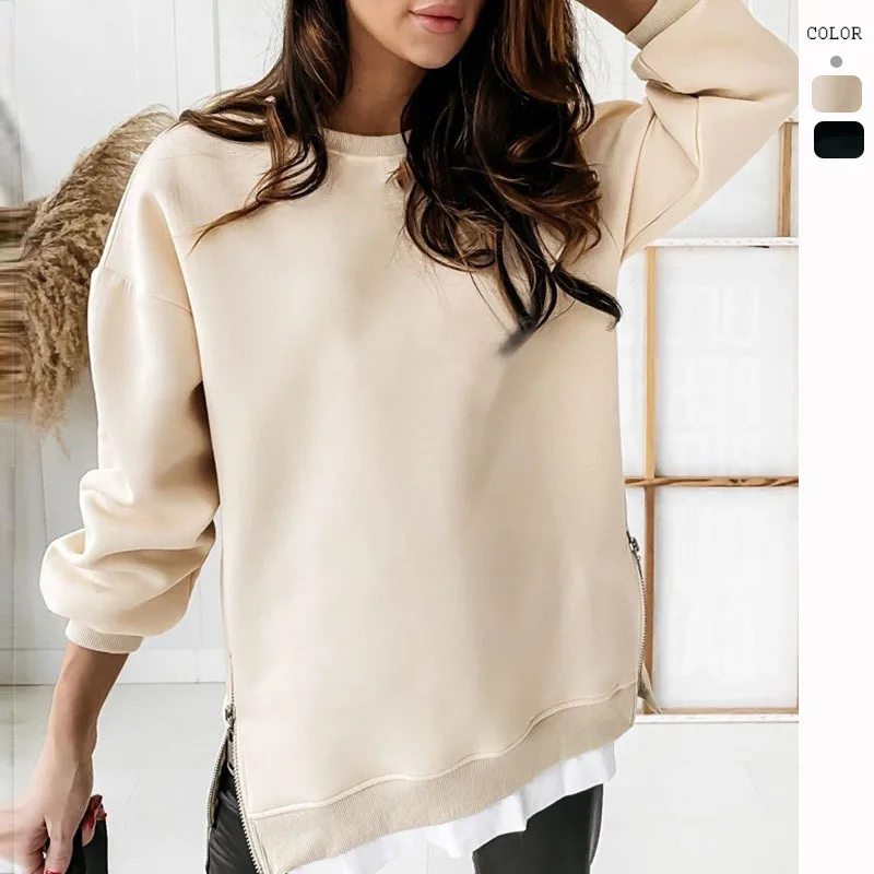 2023 Europe and the United States autumn and winter new women's hoodie round neck zipper loose shirt
2023 Europe and the United States autumn and winter new women's hoodie round neck zipper loose shirt