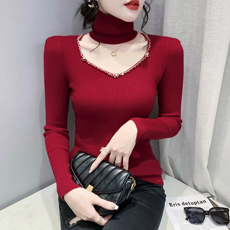 Panels Beautiful Beaded Scarf Collar Street Autumn New Comfortable Long Sleeves Fashion Versatile Solid Knit Pullover Sweater
Panels Beautiful Beaded Scarf Collar Street Autumn New Comfortable Long Sleeves Fashion Versatile Solid Knit Pullover Sweater