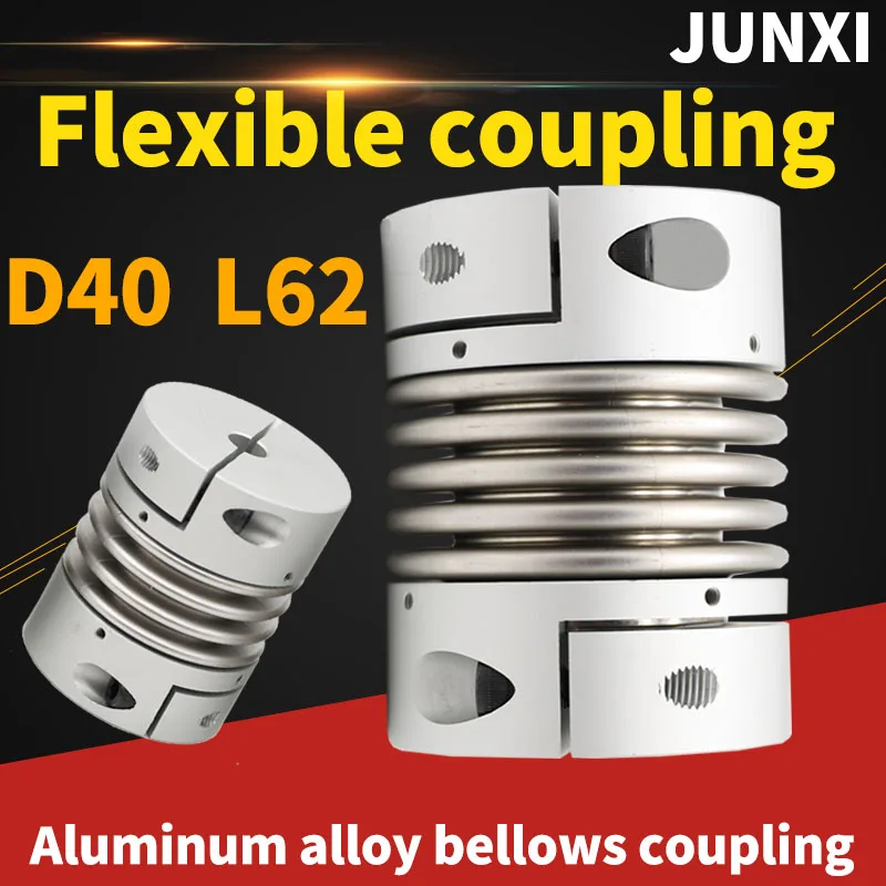 

D40 L62 Aluminum alloy metal bellows coupling stainless steel elastic encoder motor screw high torque coupling with keyway