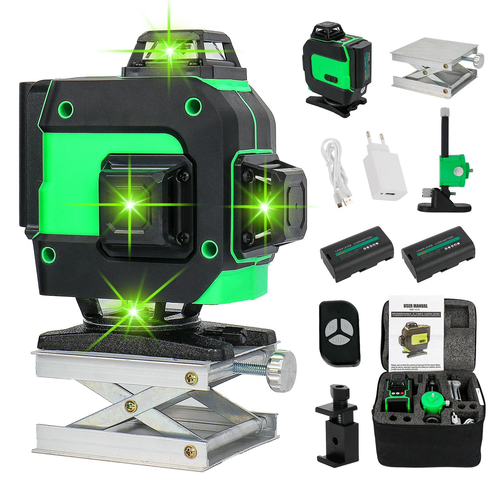 Laser Level 12/16 Lines 3D/4D Laser Level Self-Leveling Tools 360 Horizontal And Vertical Cross Super Powerful Green Laser Level
Laser Level 12/16 Lines 3D/4D Laser Level Self-Leveling Tools 360 Horizontal And Vertical Cross Super Powerful Green Laser Level