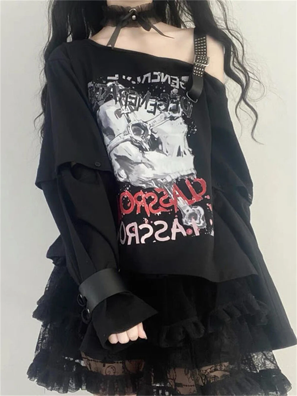 Emo Skull T-shirt Y2k Women Goth Clothing Harajuku Vintage Tops Gothic Shirt Grunge Streetwear One Off Shoulder Emo Egirl Tee
Emo Skull T-shirt Y2k Women Goth Clothing Harajuku Vintage Tops Gothic Shirt Grunge Streetwear One Off Shoulder Emo Egirl Tee