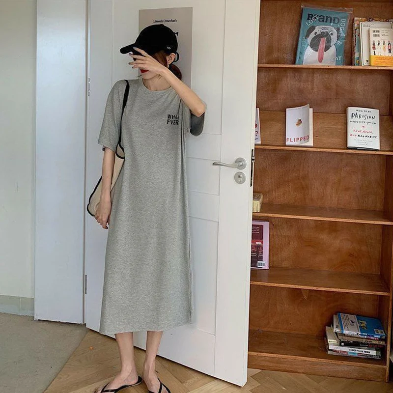 Summer New Solid Color Letter Printing Long T Shirt Short Sleeve Round Neck Loose All-match Tops Casual Fashion Women Clothing
Summer New Solid Color Letter Printing Long T Shirt Short Sleeve Round Neck Loose All-match Tops Casual Fashion Women Clothing