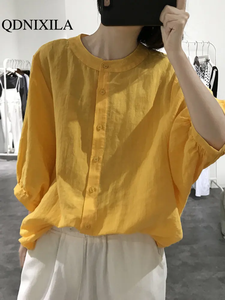 Блузка женская свободного кроя с круглым вырезом, Элегантный Модный повседневный однотонный топ с рукавами «Бишоп», винтажная одежда
Блузка женская свободного кроя с круглым вырезом, Элегантный Модный повседневный однотонный топ с рукавами «Бишоп», винтажная одежда