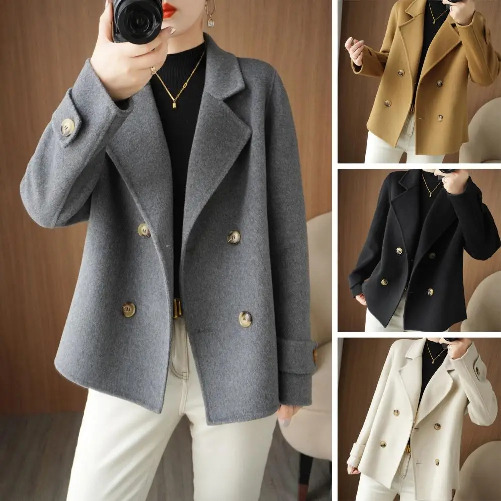 Fall Winter Women Woolen Coat Solid Color Double-breasted Autumn Outerwear Lapel Long Sleeve Loose Formal Jacket
Fall Winter Women Woolen Coat Solid Color Double-breasted Autumn Outerwear Lapel Long Sleeve Loose Formal Jacket