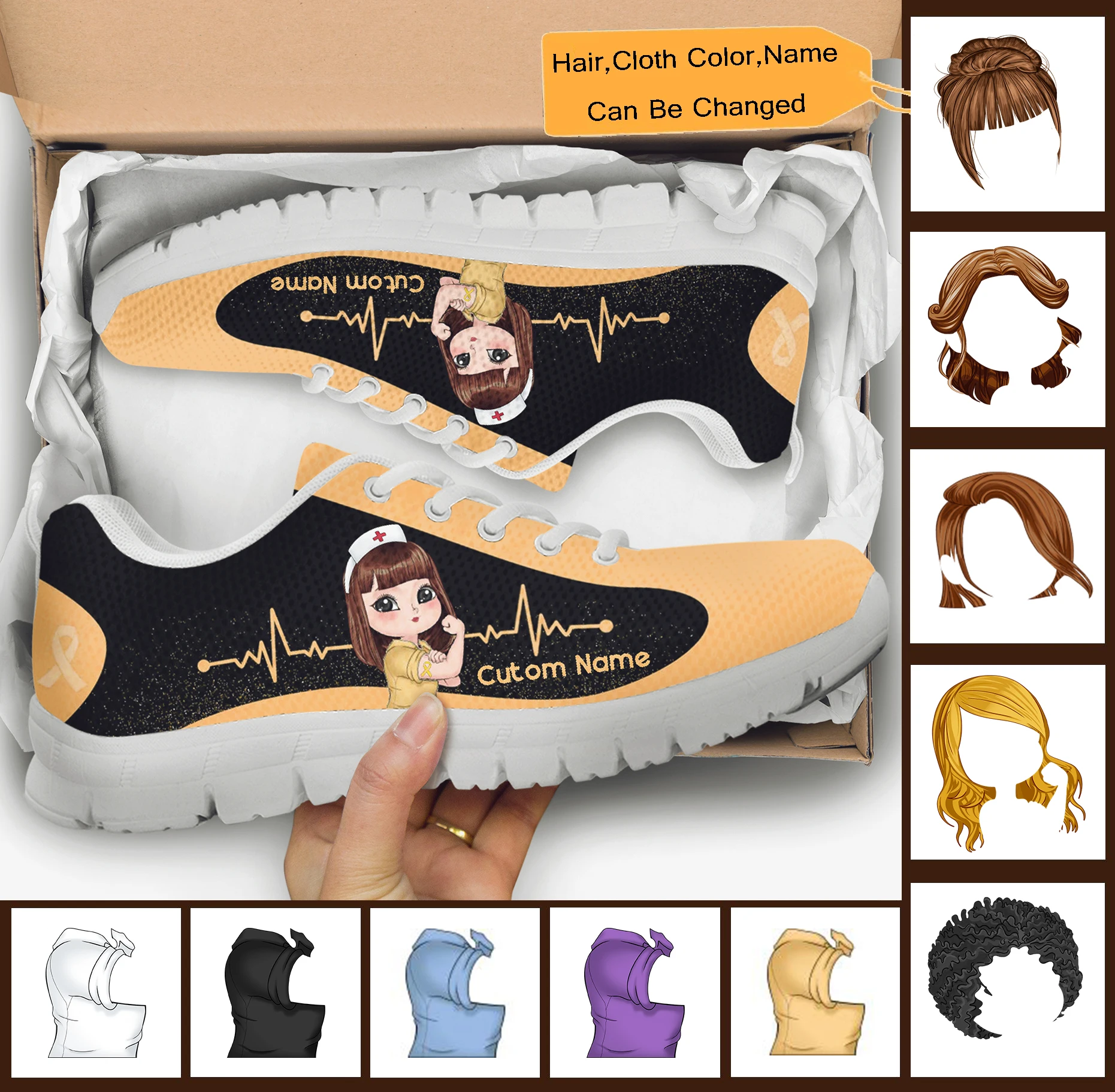 INSTANTARTS 2023 Women's Nurse Shoes Design Nurse Girls ECG Yellow Print Ladies Non-Slip Casual Sneakers Custom DIY Name Flats
INSTANTARTS 2023 Women's Nurse Shoes Design Nurse Girls ECG Yellow Print Ladies Non-Slip Casual Sneakers Custom DIY Name Flats