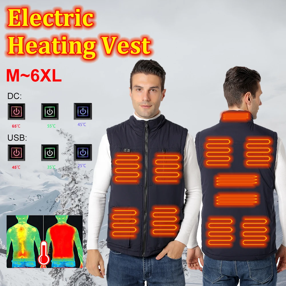 11 Heating Areas Electric Heated Vest Sleeveless Jacket USB/DC Interface Winter Thermal Vest Jacket For Outdoor Hiking Skiing
11 Heating Areas Electric Heated Vest Sleeveless Jacket USB/DC Interface Winter Thermal Vest Jacket For Outdoor Hiking Skiing