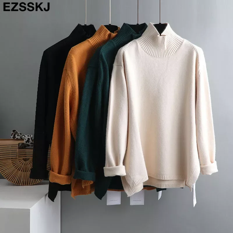 Autumn Winter splitside oversize thick Sweater pullovers Women 2021 loose cashmere turtleneck big size Sweater Pullover female
Autumn Winter splitside oversize thick Sweater pullovers Women 2021 loose cashmere turtleneck big size Sweater Pullover female