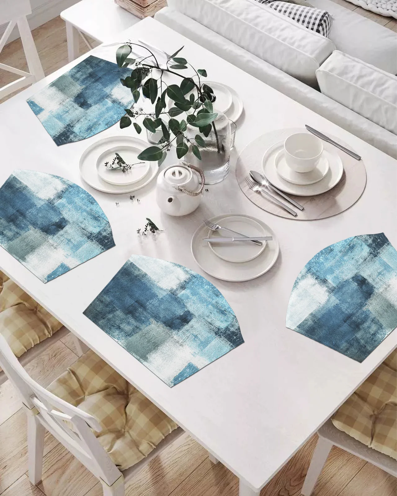 2/4/6 шт. подставки в форме веера, масляная живопись, абстрактные геометрические синие коврики для стола, подставка, Рождественский домашний д...
2/4/6 шт. подставки в форме веера, масляная живопись, абстрактные геометрические синие коврики для стола, подставка, Рождественский домашний д...