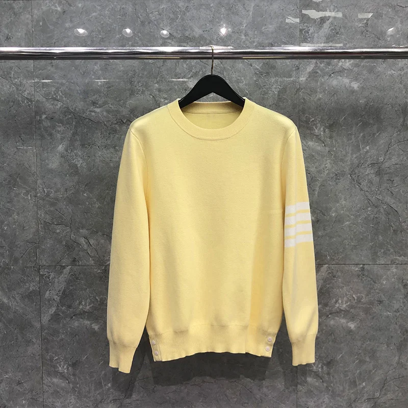 THOM Sweater Autunm Winter Men's Fashion Brand Coats Cotton 4-Bar Stripes Crewneck Pullover Yellow TB Sweaters
THOM Sweater Autunm Winter Men's Fashion Brand Coats Cotton 4-Bar Stripes Crewneck Pullover Yellow TB Sweaters