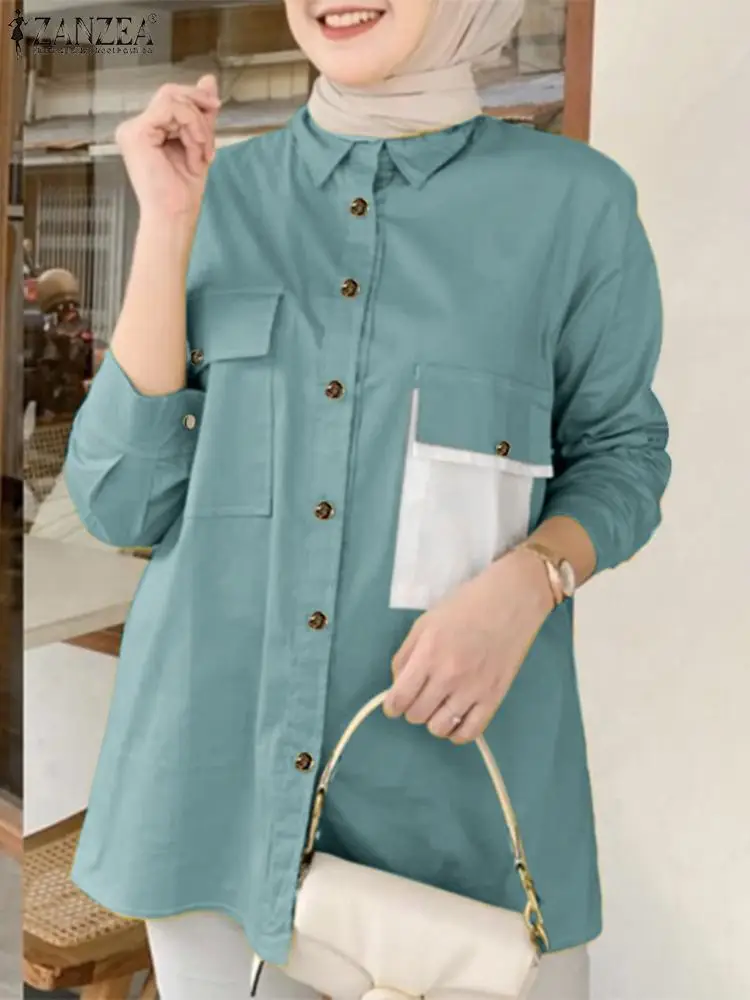 ZANZEA Woman Elegant Muslim Blouse Long Sleeve Lapel Neck Tops Spring Casual Party Shirt Eid Mubarek Chemise Islamic Clothing
ZANZEA Woman Elegant Muslim Blouse Long Sleeve Lapel Neck Tops Spring Casual Party Shirt Eid Mubarek Chemise Islamic Clothing