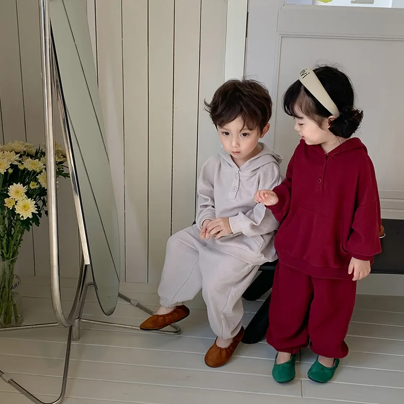 2022 Autumn New Children Clothes Boys Girls Waffle Hooded Sweatshirt Pant Two Piece Set
2022 Autumn New Children Clothes Boys Girls Waffle Hooded Sweatshirt Pant Two Piece Set