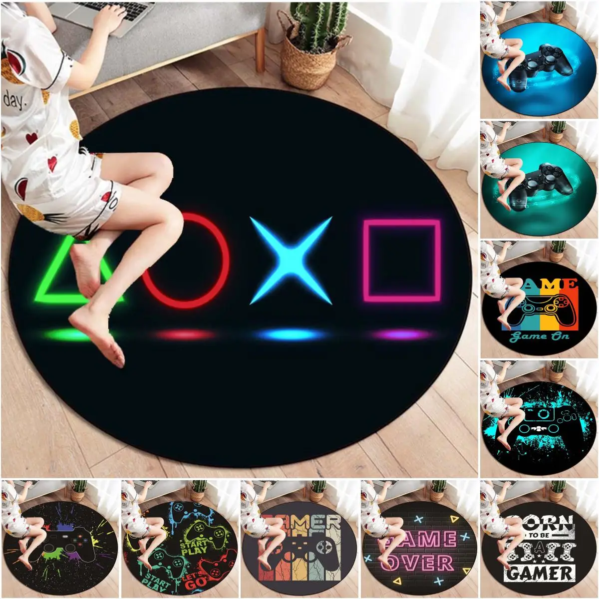Gamer Controller Area Rugs Non-Slip Round Floor Mat Carpet for Bedroom Indoor Outdoor Kids Play Mat Yoga Mat
Gamer Controller Area Rugs Non-Slip Round Floor Mat Carpet for Bedroom Indoor Outdoor Kids Play Mat Yoga Mat