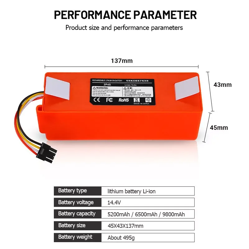 Original 14.4V Li-ion Battery Robotic Vacuum Cleaner Replacement Battery for Xiaomi Robot Roborock S50 S51 S55 Accessory Spare
Original 14.4V Li-ion Battery Robotic Vacuum Cleaner Replacement Battery for Xiaomi Robot Roborock S50 S51 S55 Accessory Spare