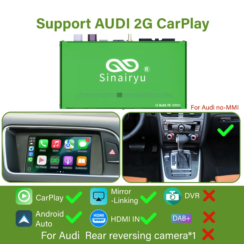 Sinairyu Беспроводная камера Apple CarPlay для Audi A1 A3 A4 A5 A6 A7 A8 Q2 Q3 Q5 Q7 S4 S5 MMI Car Play Android Auto Mirror Камера заднего вида 
Sinairyu Беспроводная камера Apple CarPlay для Audi A1 A3 A4 A5 A6 A7 A8 Q2 Q3 Q5 Q7 S4 S5 MMI Car Play Android Auto Mirror Камера заднего вида