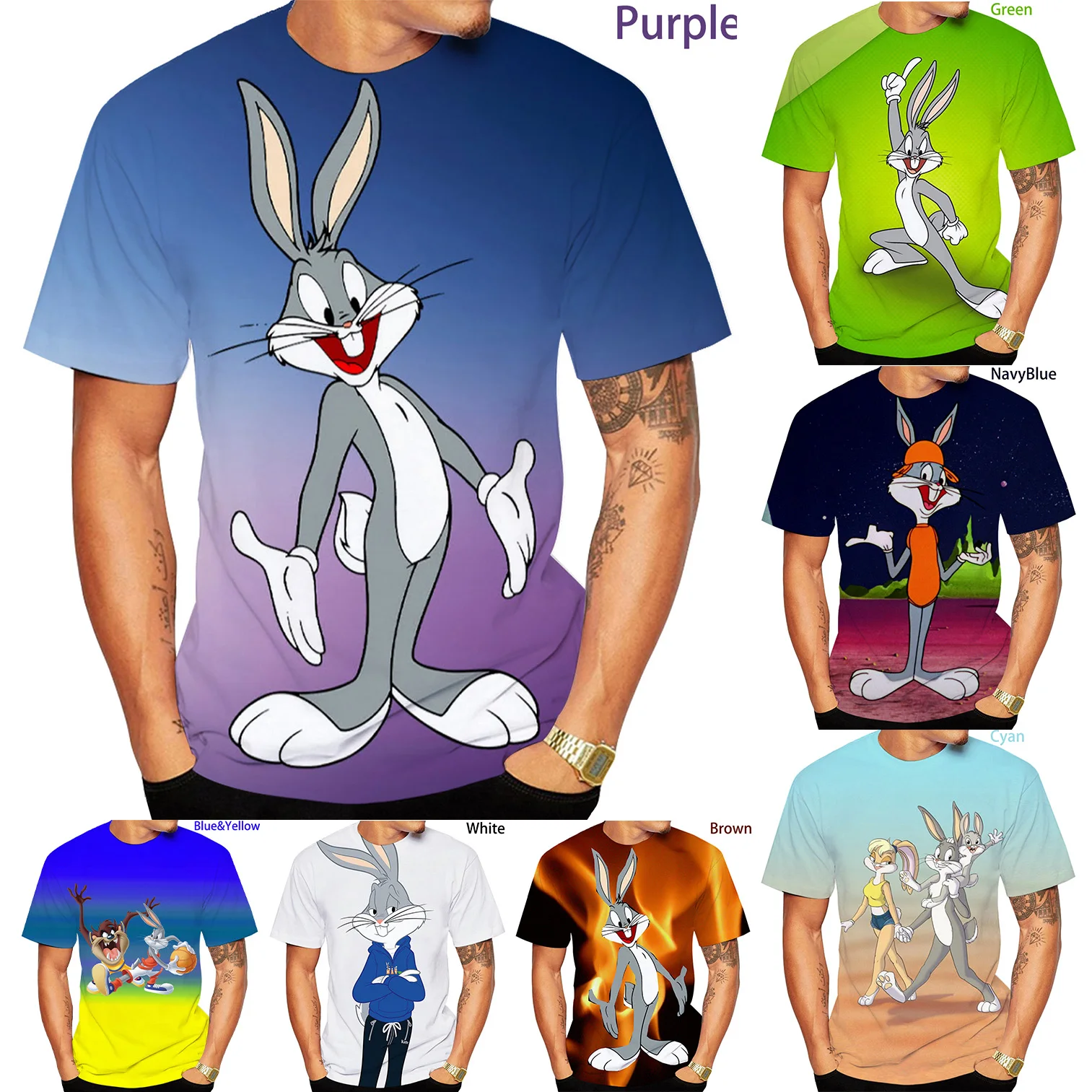 

Newest Fashion 3D Print Bugs Bunny TShirt Men/Women Classic Dinosaur Movie T Shirt Boy/Girl Streetwear Kids/Child Tees