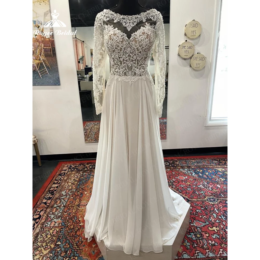 Classic Applique Lace Illusion Sleeves Wedding Dresses Modify the clavicl A-LINE Bridal Gowns Chiffon robe soirée mariage
Classic Applique Lace Illusion Sleeves Wedding Dresses Modify the clavicl A-LINE Bridal Gowns Chiffon robe soirée mariage