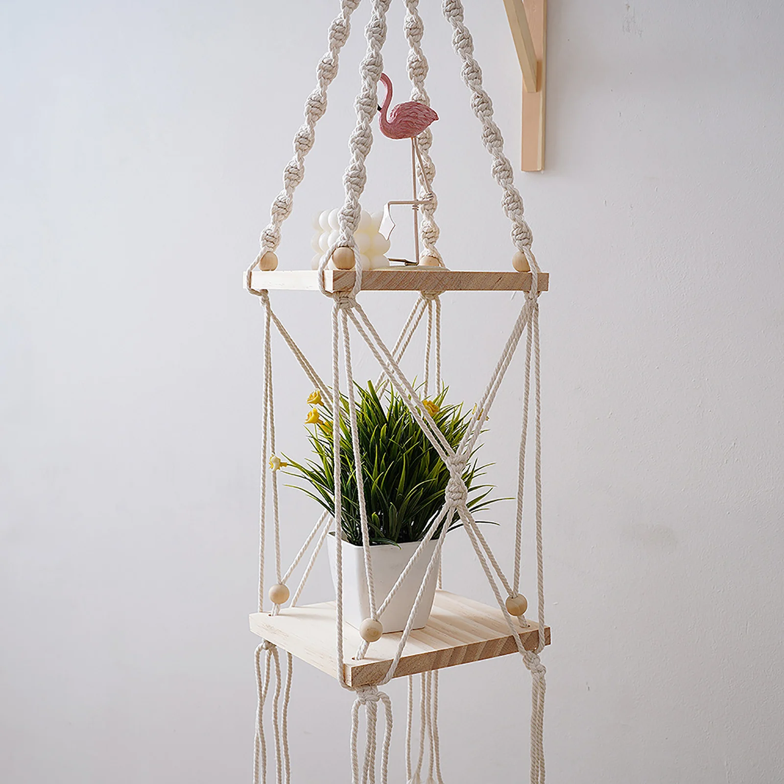 Macrame Hangings Shelf Boho-Chic Wall Storage Shelves Macrame Plant Holder Shelf Cute Wood Floating Shelf 2 Tier Cotton Rope
Macrame Hangings Shelf Boho-Chic Wall Storage Shelves Macrame Plant Holder Shelf Cute Wood Floating Shelf 2 Tier Cotton Rope