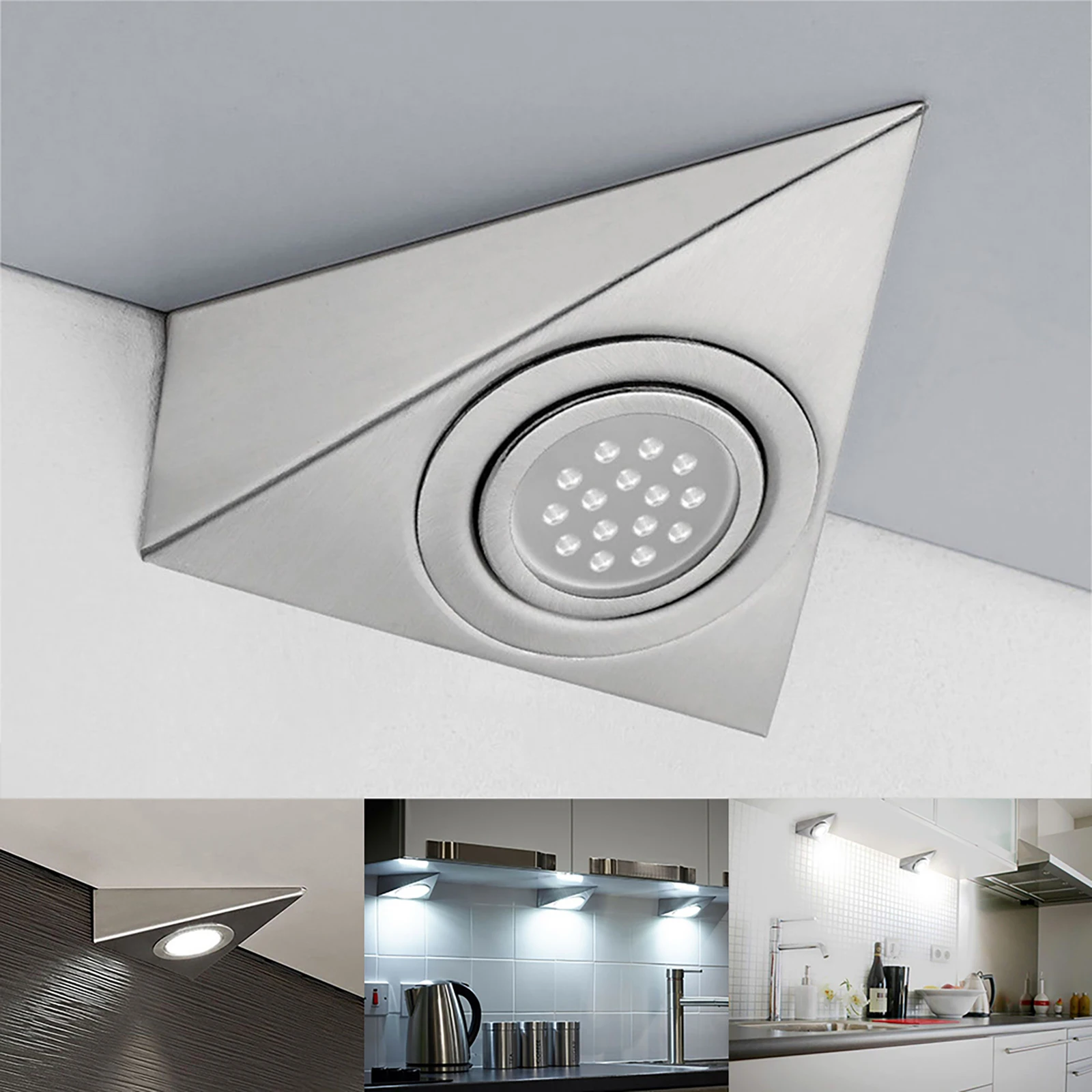 

LED Closet Wall Lamp Kitchen Under Cabinet Hotel Counter Lighting Triangle Light Stainless Steel Downlight for Wardrobe Cupboard