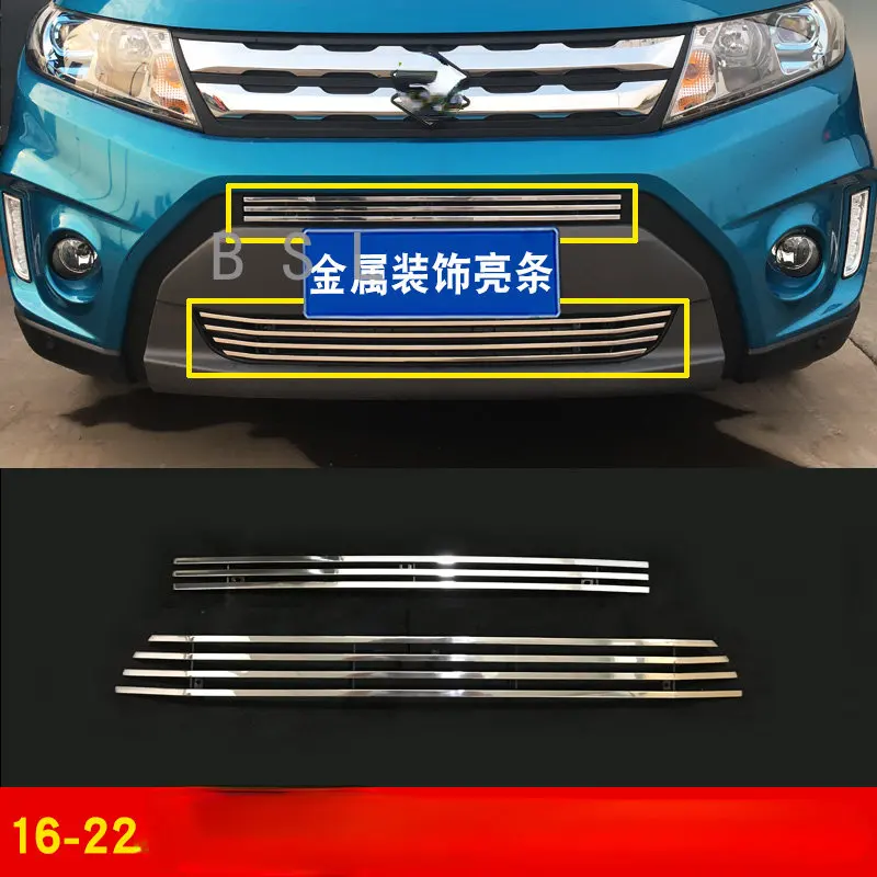 

high quality stainless steel Front Grille Around Trim Racing Grills Trim Car styling for Suzuki Vitara 2016-2020