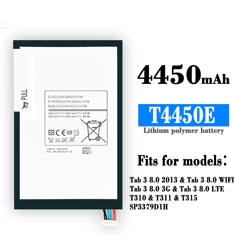 100% Оригинальный аккумулятор для планшета T4450E для Samsung Galaxy Tab 3 8,0, T310, T311, T315, фотосессия, T3110, аккумулятор 4450 мАч
100% Оригинальный аккумулятор для планшета T4450E для Samsung Galaxy Tab 3 8,0, T310, T311, T315, фотосессия, T3110, аккумулятор 4450 мАч