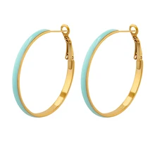 Pure Sweet Three-Color Dripping Circle Large Earrings Cute Personality Korean Ins Style Elegant Earrings Jewelry Girl Gift