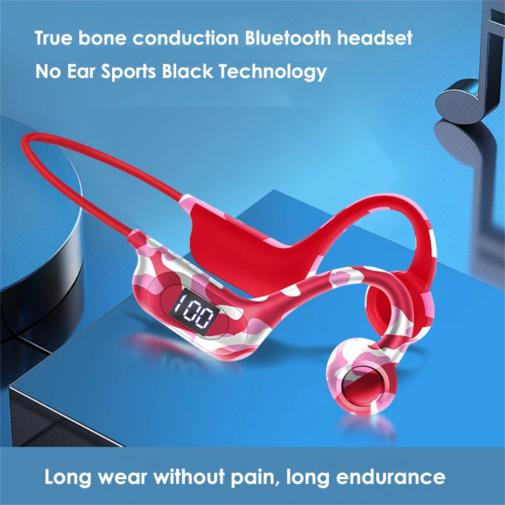 

AKZ-G9 Real Bone Conduction Headphones 5.3 Wireless Earphones Waterproof Sports Headset with Mic for Workouts Running