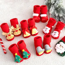 Kids Childrens Socks for Girls Boys Non-slip Print Cotton Toddler Baby Christmas Socks for Newborns Infant Short Socks Clothing