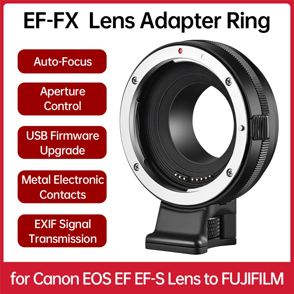EF-FX Camera Lens Adapter Ring AF Auto Focus for Canon EOS EF EF-S Lens to FUJIFILM X Mount Camera X T1 XT3 XT4 X pro
EF-FX Camera Lens Adapter Ring AF Auto Focus for Canon EOS EF EF-S Lens to FUJIFILM X Mount Camera X T1 XT3 XT4 X pro