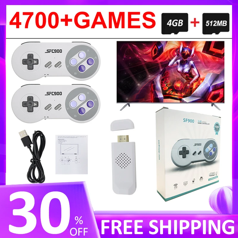 SF900 Video Game Consoles 4700 Games Handheld Game Player HDMI-compatible 2.4G Wireless Dual Gamepad for Sega Mega Drive
SF900 Video Game Consoles 4700 Games Handheld Game Player HDMI-compatible 2.4G Wireless Dual Gamepad for Sega Mega Drive