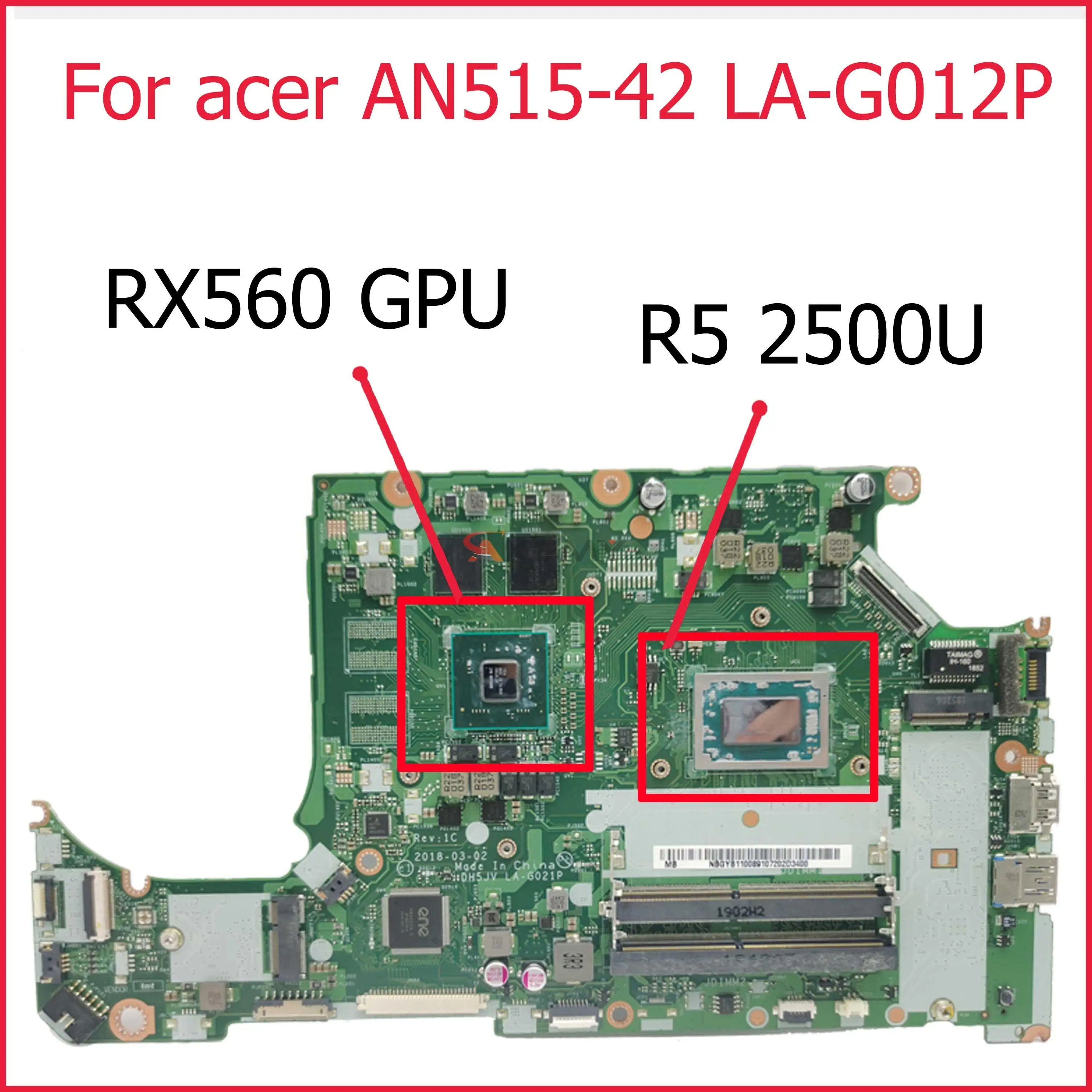Материнская плата Akemy для ноутбука ACER AN515-42 A315-41, материнская плата для ноутбука R5 2500U GPU RX560, протестирована на 100%
Материнская плата Akemy для ноутбука ACER AN515-42 A315-41, материнская плата для ноутбука R5 2500U GPU RX560, протестирована на 100%