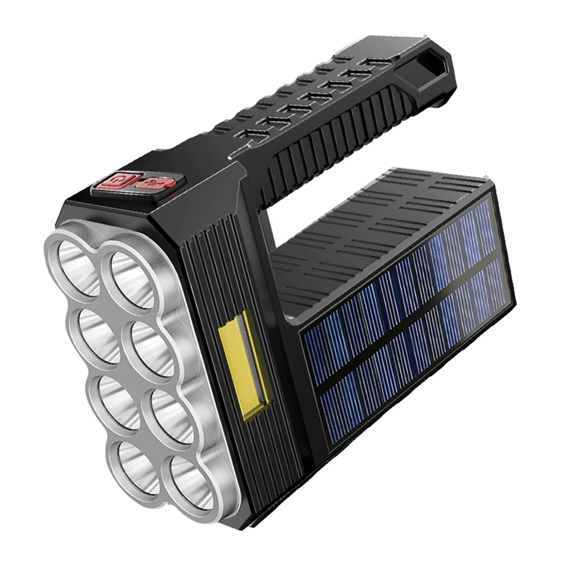 

Solar Rechargeable Flashlight Outdoor Household Emergency LED Side Light Searchlight Glare Portable Lamp