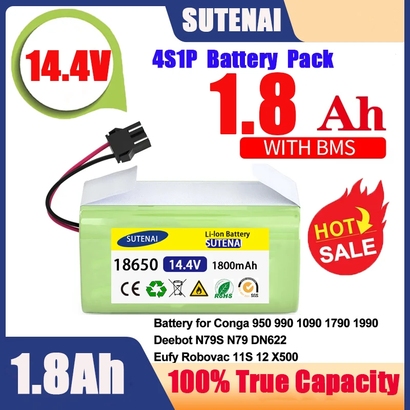 14.4V 6.8Ah Li-ion battery for Cecotec Conga Excellence 950 990 1090 Ecovacs Deebot DN621 601/605 Eufy RoboVac 35C Panda i7 V710
14.4V 6.8Ah Li-ion battery for Cecotec Conga Excellence 950 990 1090 Ecovacs Deebot DN621 601/605 Eufy RoboVac 35C Panda i7 V710