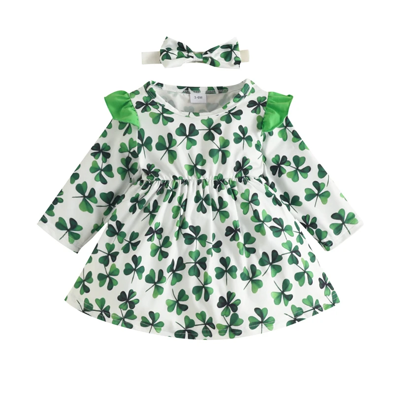Baby Girl Dresses 2Pcs St Patricks Day Long Sleeve Round Neck Clover Print Princess A-Lined Party High Waist Dress+ Headband
Baby Girl Dresses 2Pcs St Patricks Day Long Sleeve Round Neck Clover Print Princess A-Lined Party High Waist Dress+ Headband
