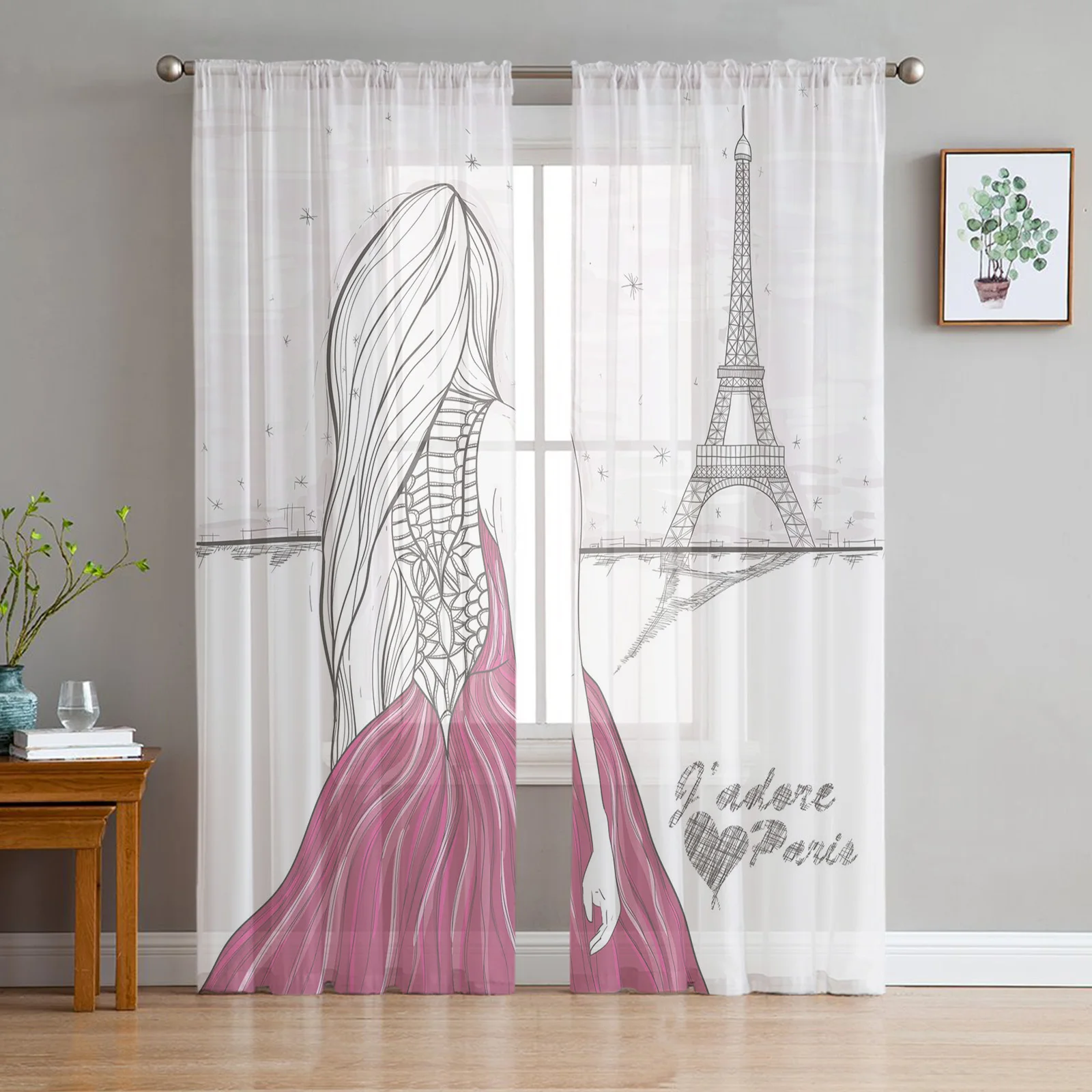Parisian Girl Sheer Curtains for Living Room Voile Curtain Bedroom Bathroom Tulle Curtains Window Drapes
Parisian Girl Sheer Curtains for Living Room Voile Curtain Bedroom Bathroom Tulle Curtains Window Drapes