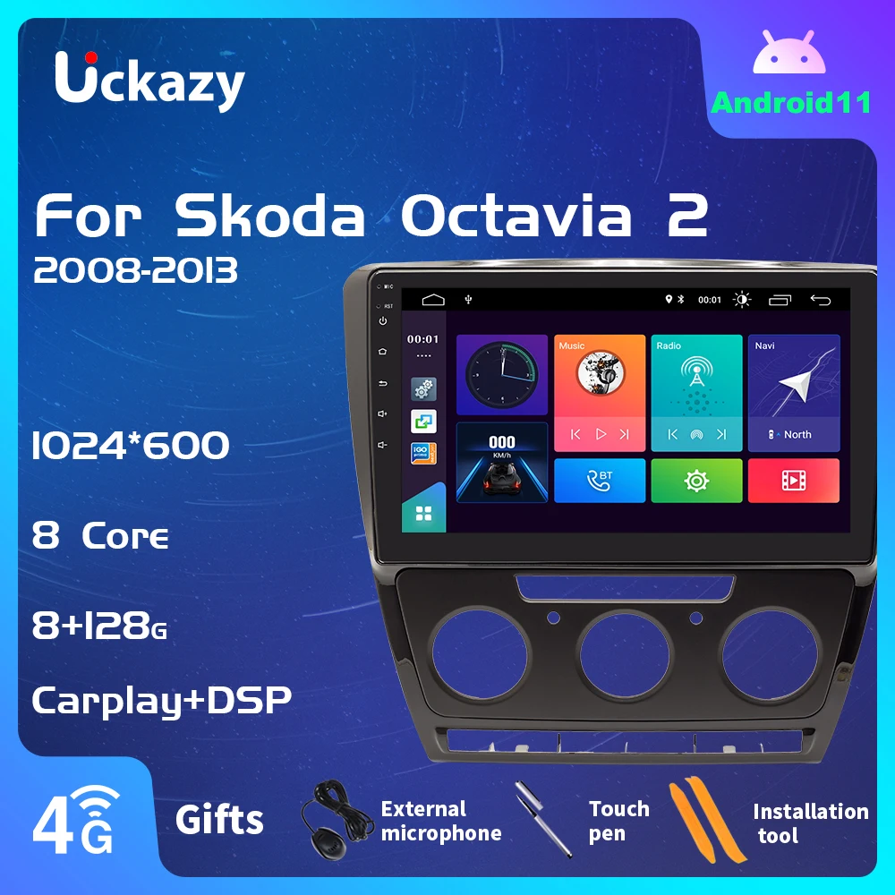 Автомагнитола Uckazy 2 Din Android для SKODA Octavia 11 2008-2013 A5 мультимедийный плеер стерео видео