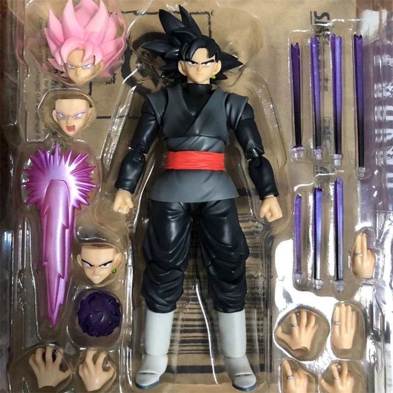 

14cm Dragon Ball Z Goku SHF Super Saiyan Black Zamasu Action Anime Figure Movie Version Dbz Model With Multiple Accessories Toys