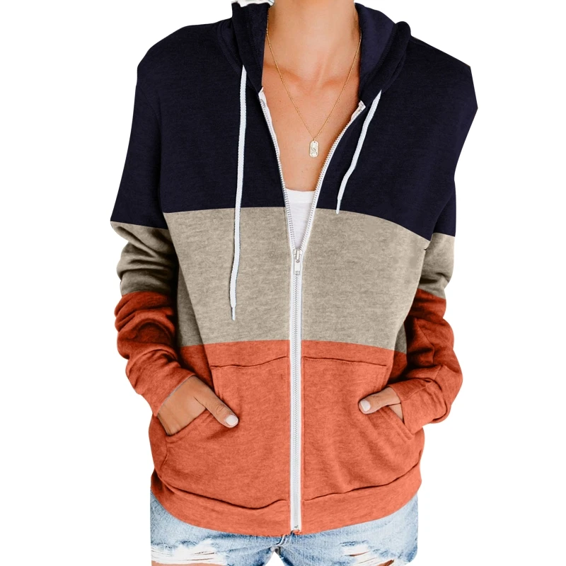 Zipper Up Hoodie Sweatshirt Coat Fall Winter Colorblock Striped Long Sleeve Casual Loose Hooded Outwear for Women P8DB
Zipper Up Hoodie Sweatshirt Coat Fall Winter Colorblock Striped Long Sleeve Casual Loose Hooded Outwear for Women P8DB